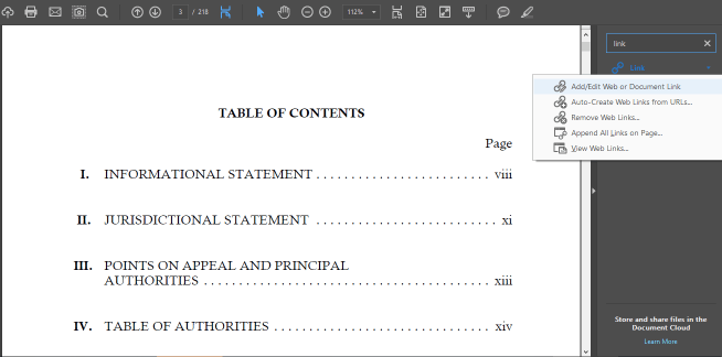 Creating Hyperlinks in Arkansas Appellate Briefs - Step 2